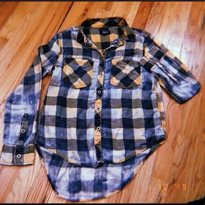 Checked distressed button up